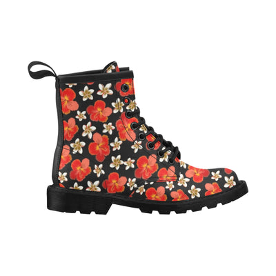 Red Hibiscus Pattern Print Design HB022 Women's Boots