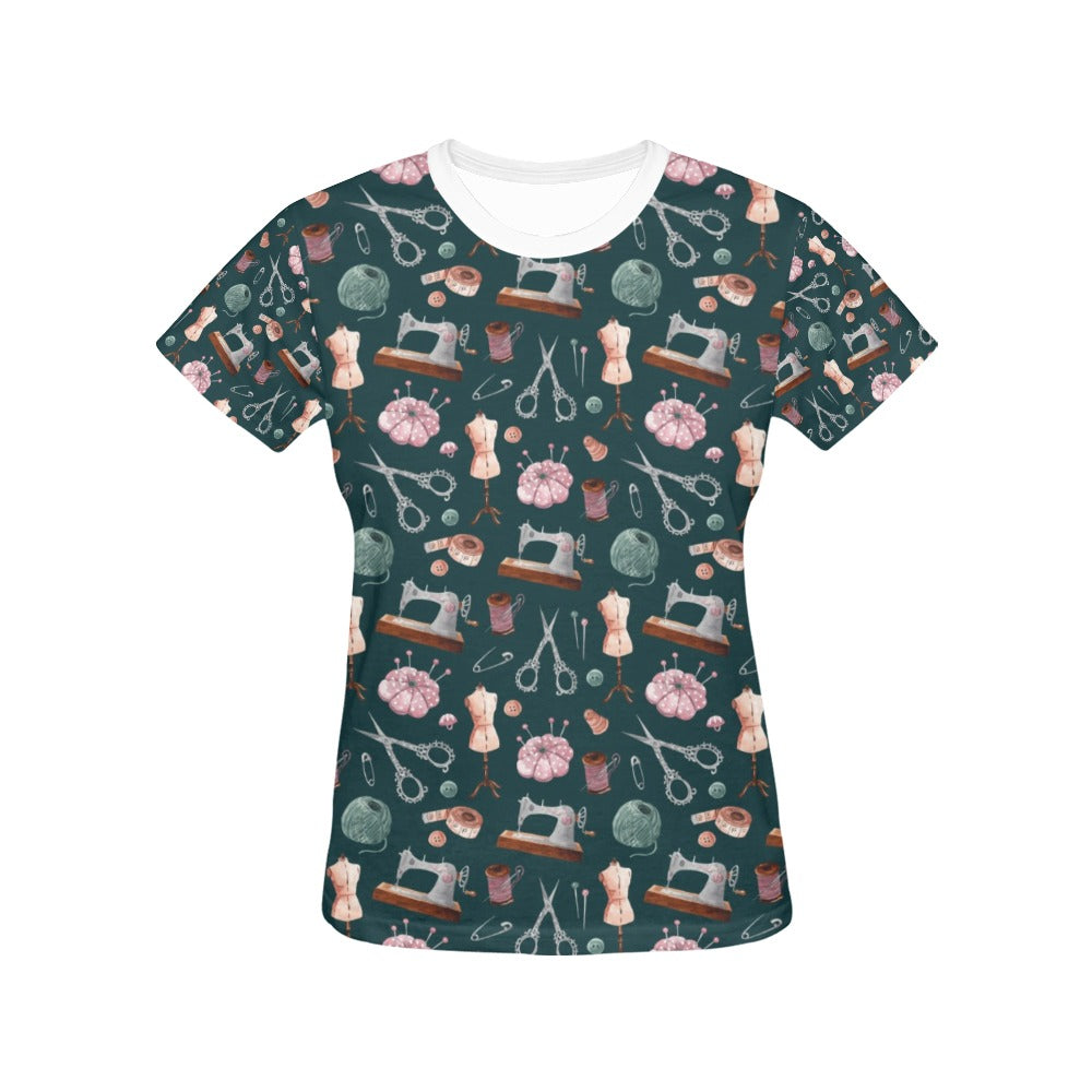 Sewing Equipment Print Design LKS307 Women's  T-shirt