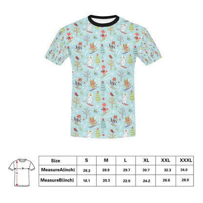Ski Fox Cute Print Design LKS303 Men's All Over Print T-shirt