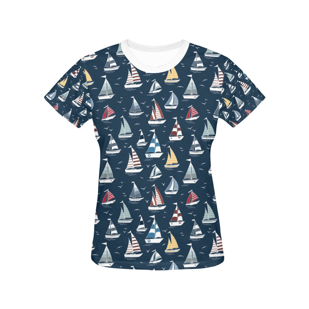 Sailboat Print Design LKS306 Women's  T-shirt
