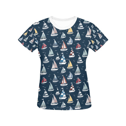 Sailboat Print Design LKS306 Women's  T-shirt