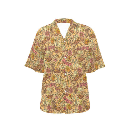 Hippie Print Design LKS305 Women's Hawaiian Shirt