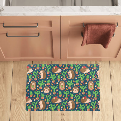 Hedgehog Cactus Pattern Print Design 04 Kitchen Mat