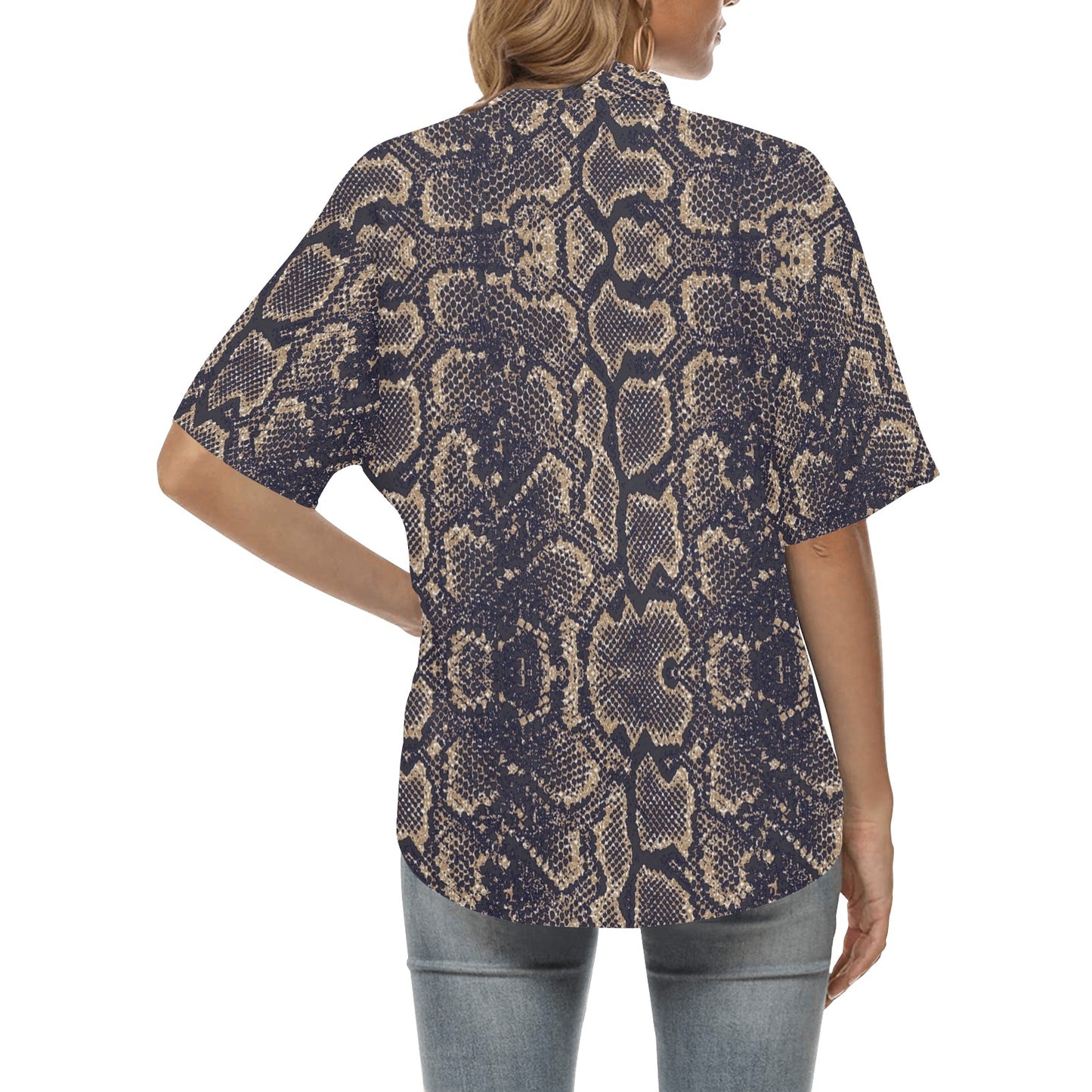 Snake Skin Pattern Print Women's Hawaiian Shirt
