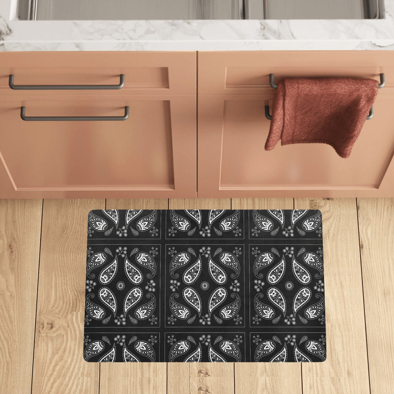 Bandana Paisley Black Print Design LKS308 Kitchen Mat