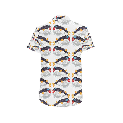 Fugu Pattern Print Design 03 Men's Short Sleeve Button Up Shirt