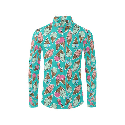 Ice Cream Pattern Print Design IC01 Men's Long Sleeve Shirt