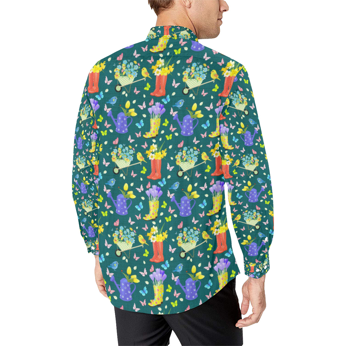 Gardening Pattern Print Design G08 Men's Long Sleeve Shirt