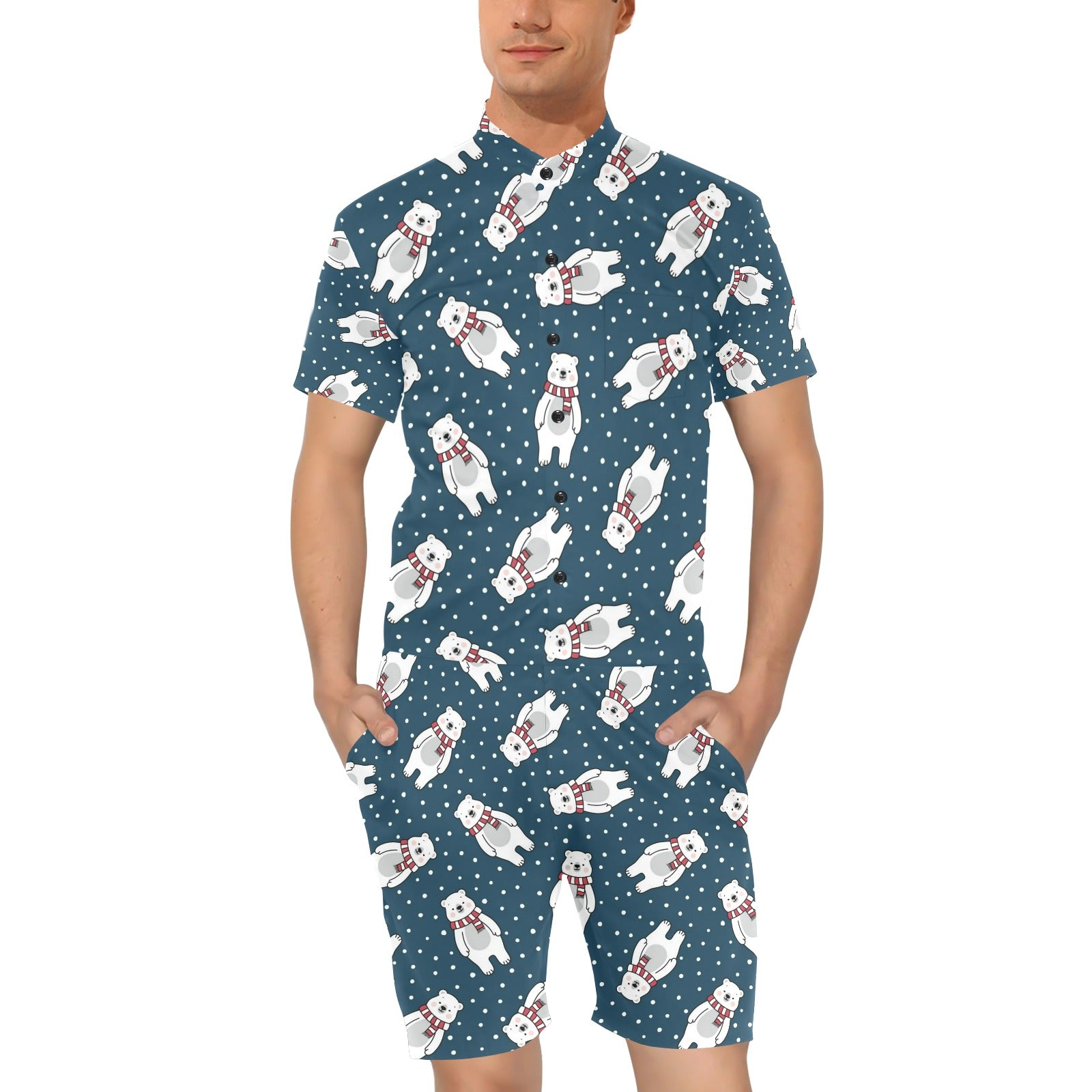 Polar Bear Pattern Print Design PB05 Men's Romper