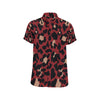 Cheetah Red Print Pattern Men's Short Sleeve Button Up Shirt