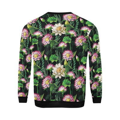 Water Lily Pattern Print Design WL010 Men Long Sleeve Sweatshirt