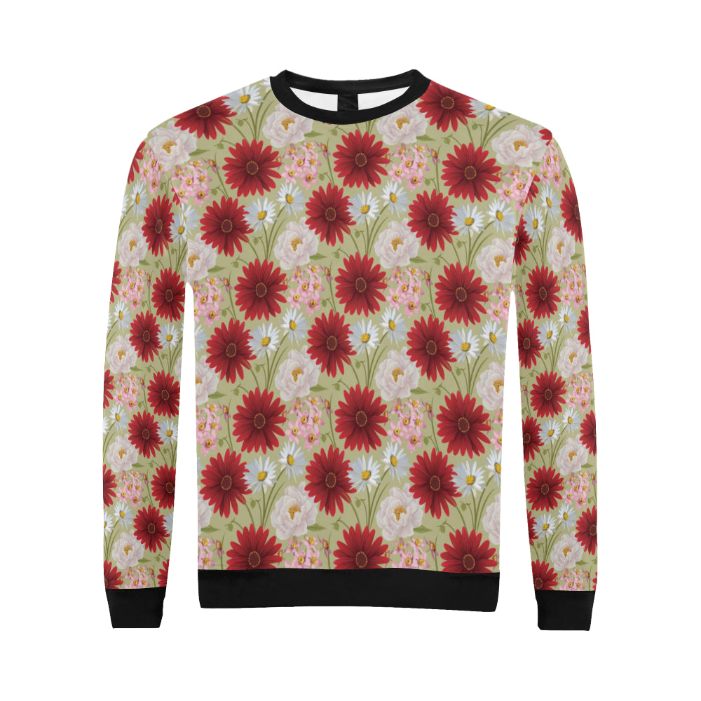 Gerberas Pattern Print Design GB07 Men Long Sleeve Sweatshirt