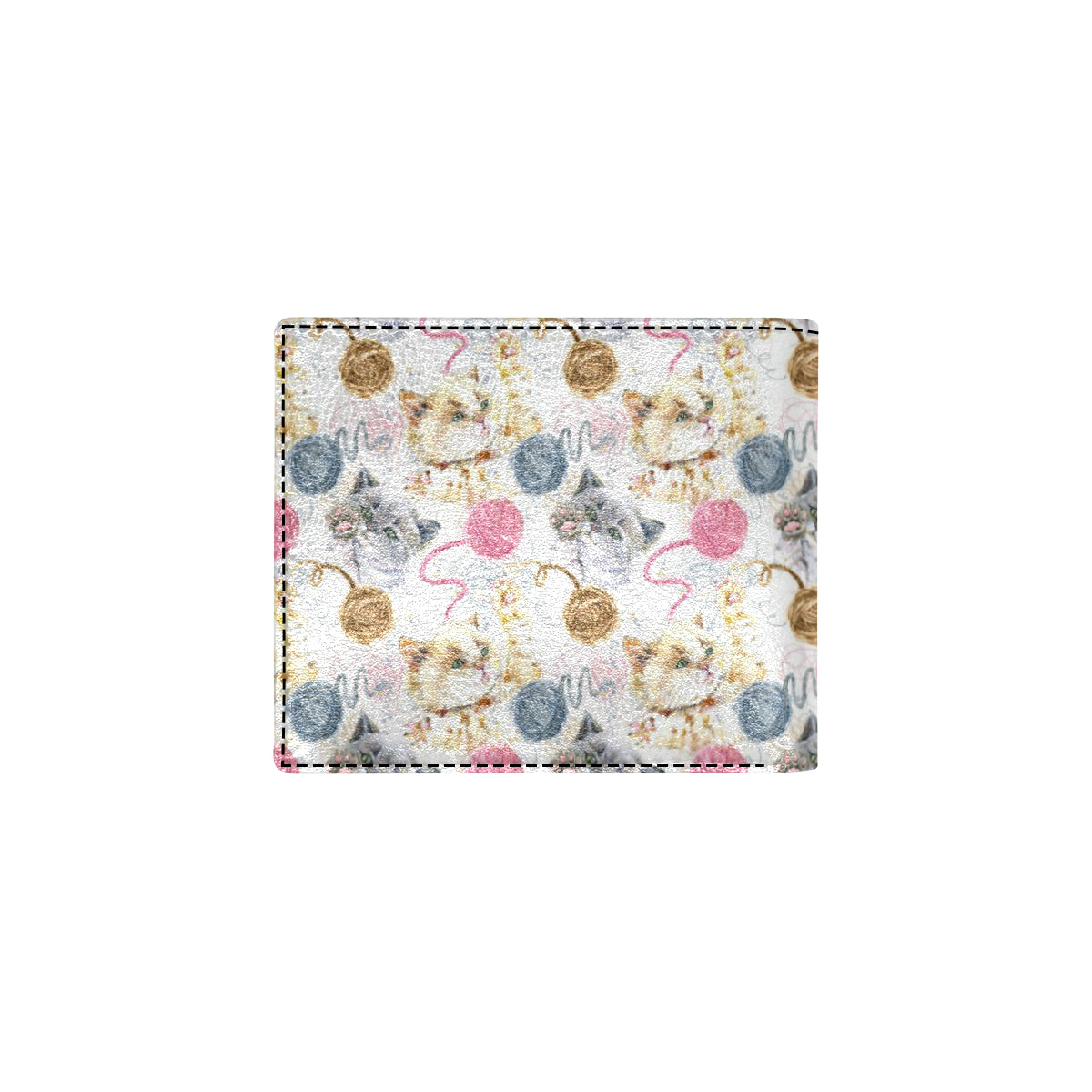 Cat Playing Yarn Pattern Print Design 07 Men's ID Card Wallet