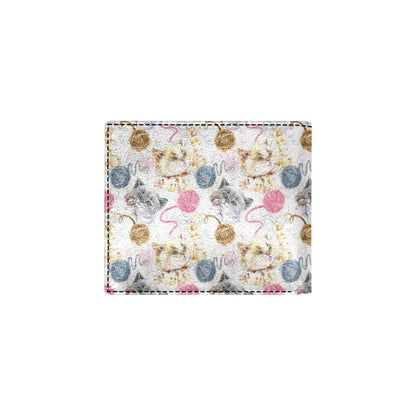 Cat Playing Yarn Pattern Print Design 07 Men's ID Card Wallet