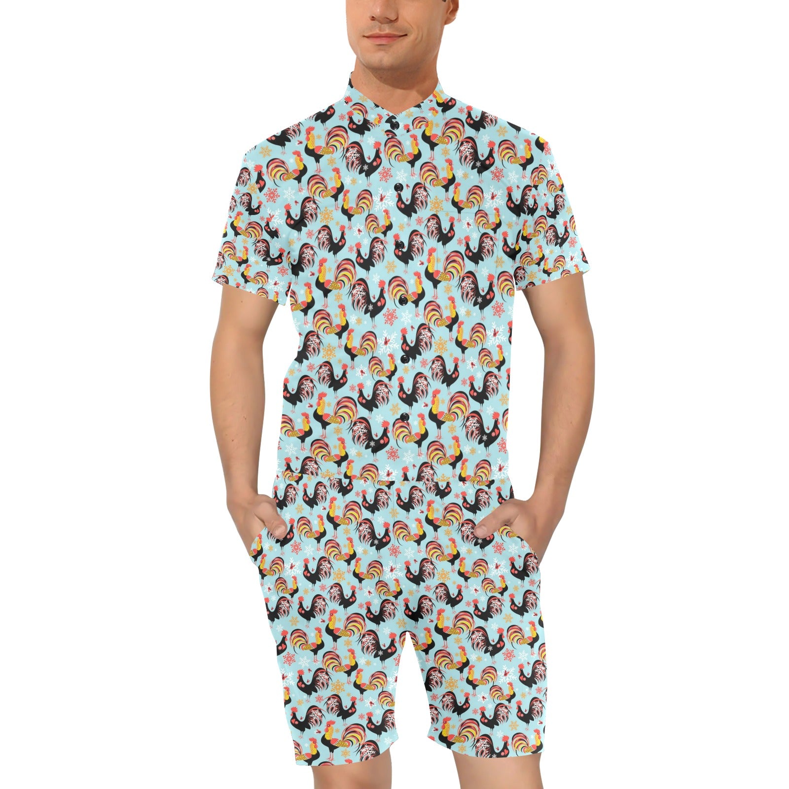 Rooster Themed Design Men's Romper