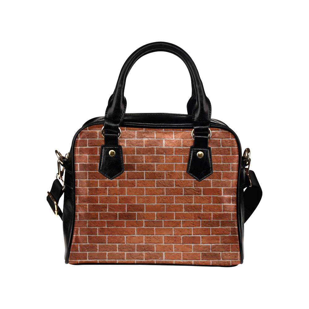 Brick Brown Pattern Print Design 02 Shoulder Handbag