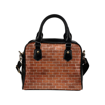 Brick Brown Pattern Print Design 02 Shoulder Handbag