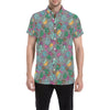 Cactus Colorful Print Pattern Men's Short Sleeve Button Up Shirt