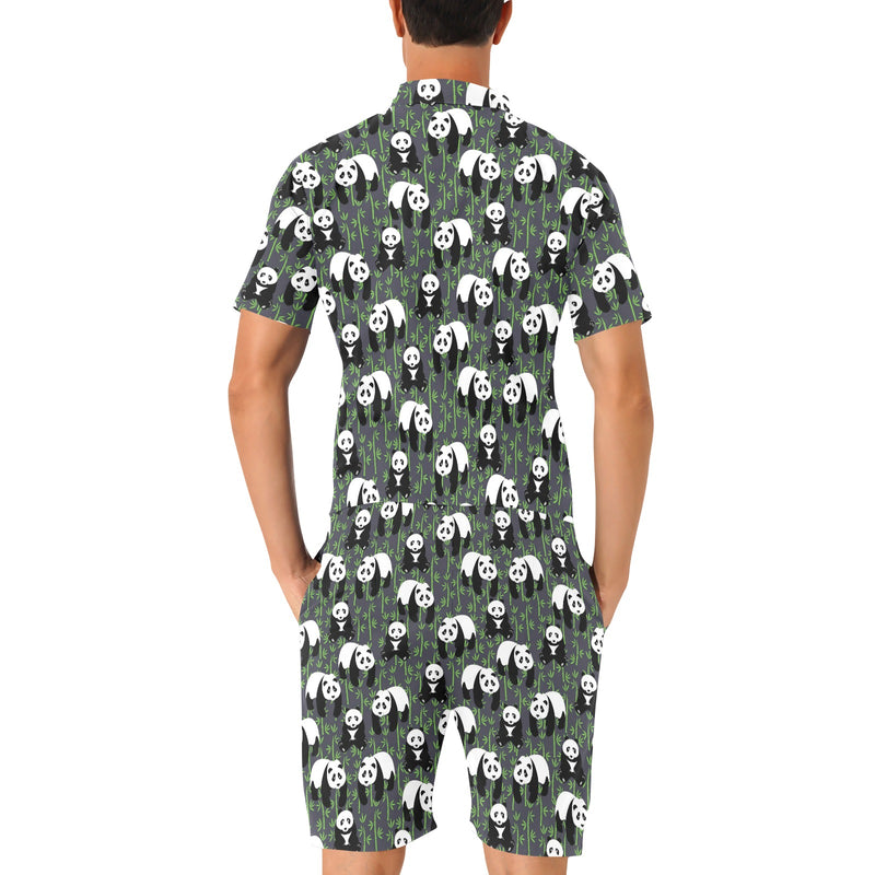 Panda Bear Bamboo Themed Print Men's Romper