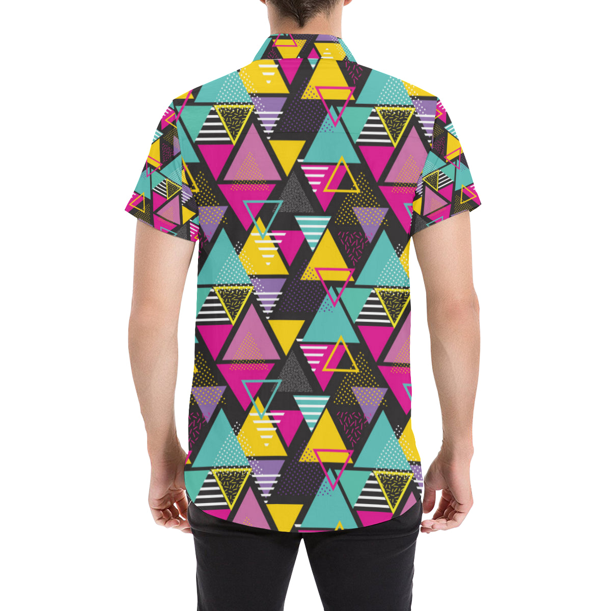 Geometric Colorful Pattern Print Design 02 Men's Short Sleeve Button Up Shirt