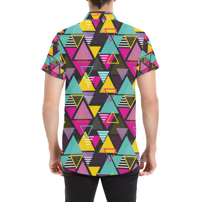 Geometric Colorful Pattern Print Design 02 Men's Short Sleeve Button Up Shirt