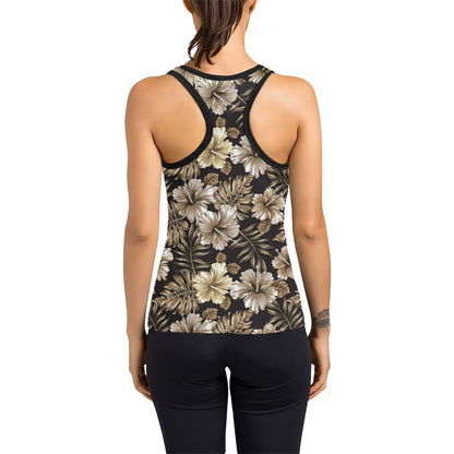 Brown Hibiscus Tropical Women's Racerback Tank Top