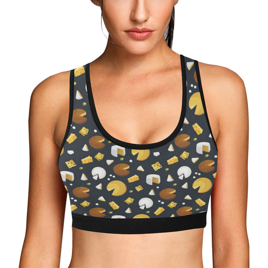 Cheese Pattern Print Design 03 Sports Bra
