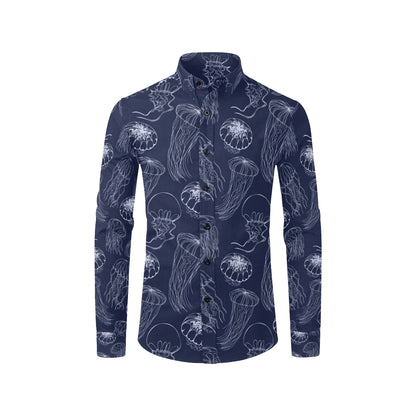 Jellyfish Pattern Print Design 05 Men's Long Sleeve Shirt