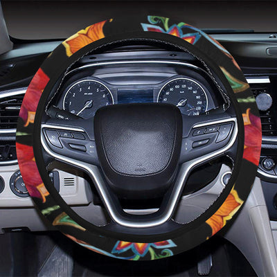 Tulip Boho Pattern Print Design TP09 Steering Wheel Cover with Elastic Edge