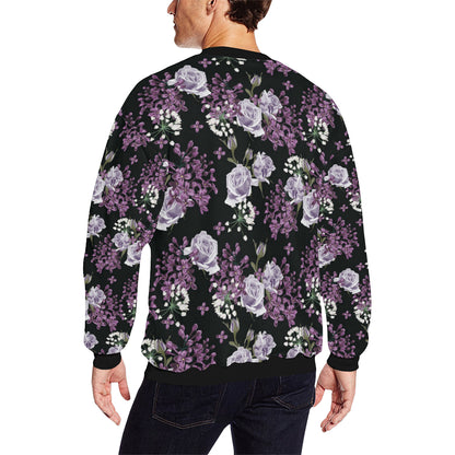 Lilac Pattern Print Design LI04 Men Long Sleeve Sweatshirt