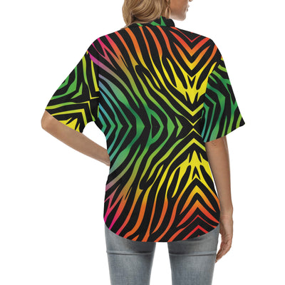 Rainbow Zebra Themed Print Women's Hawaiian Shirt