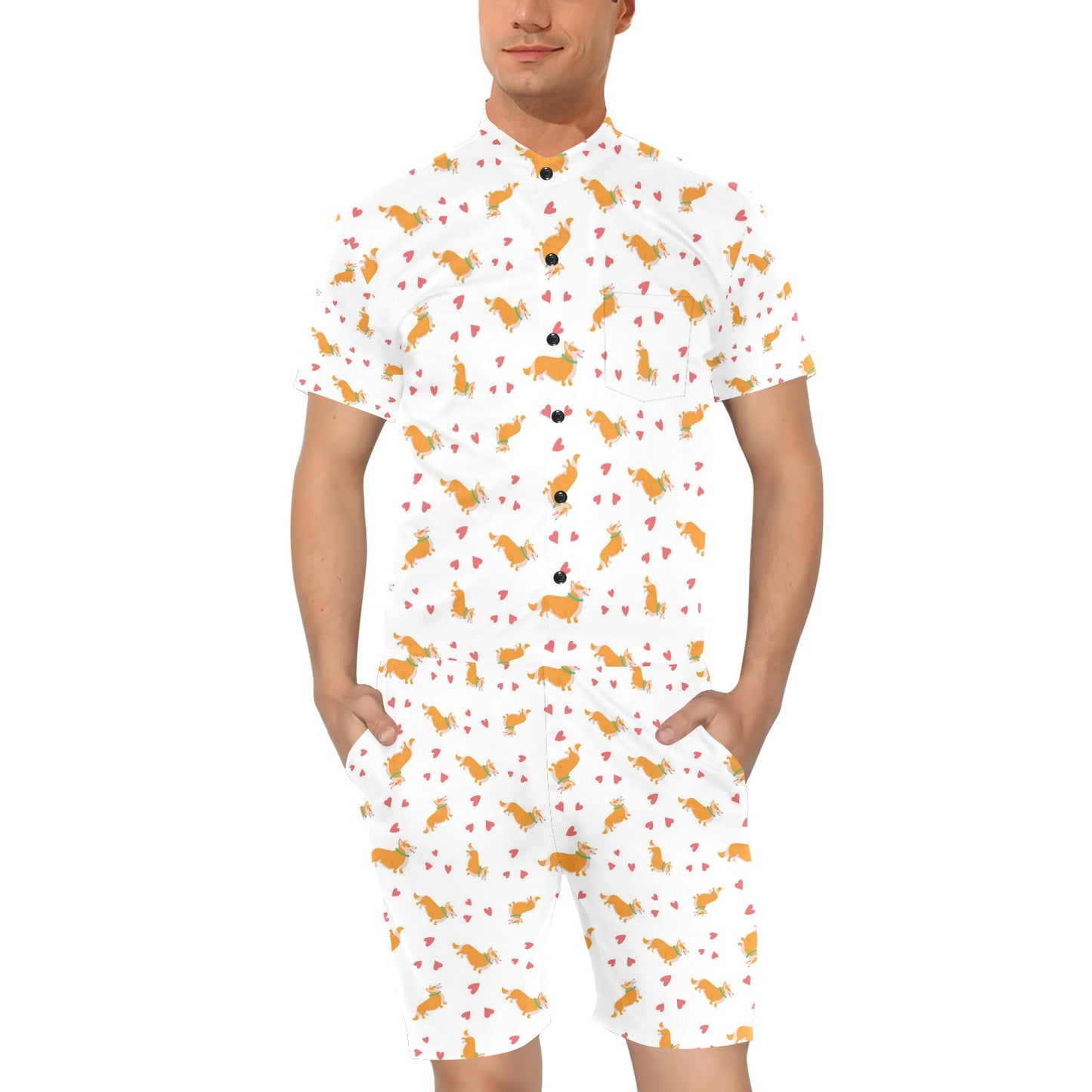Cardigan Welsh Corgis Pattern Print Design 04 Men's Romper