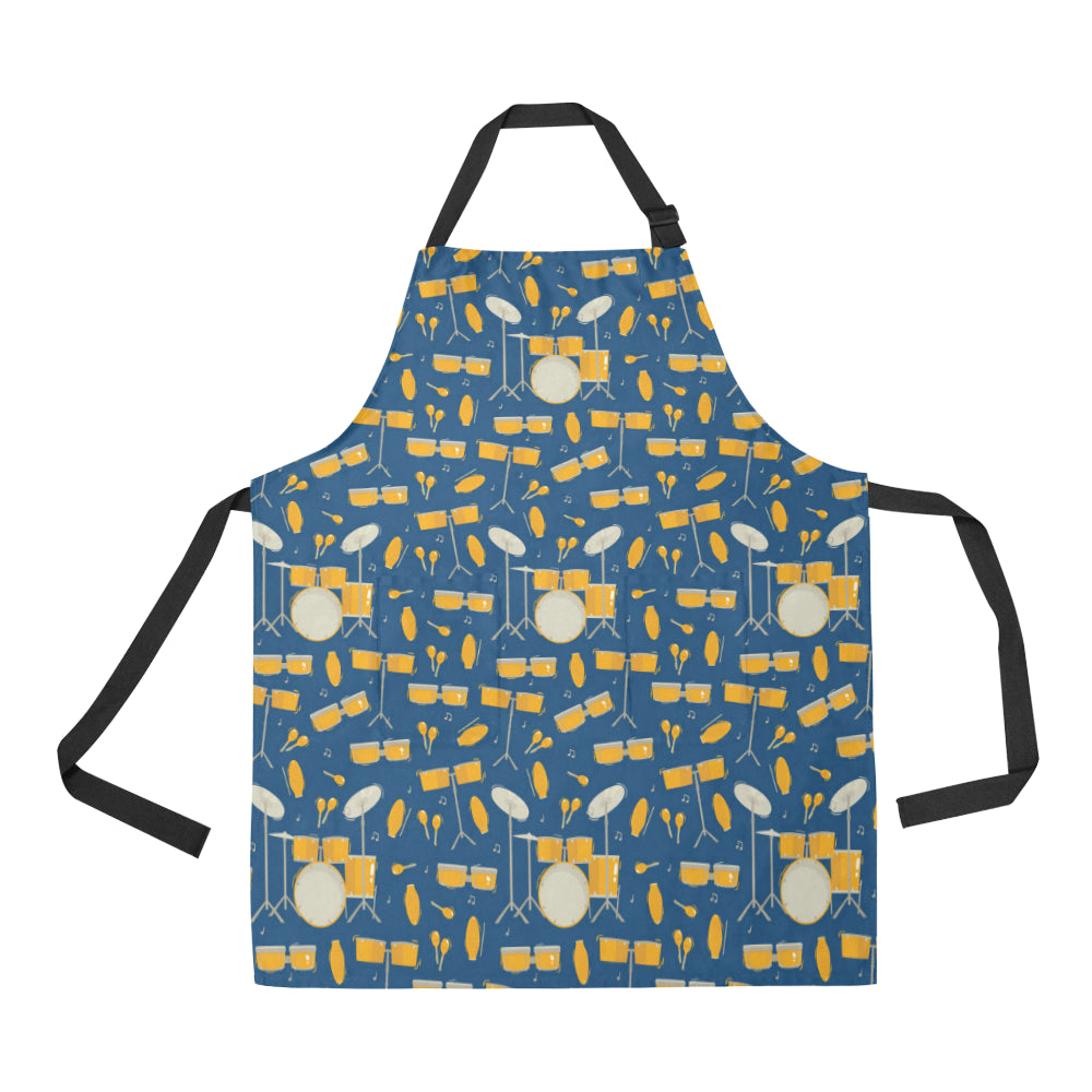 Drum Set Pattern Print Design 03 Apron with Pocket