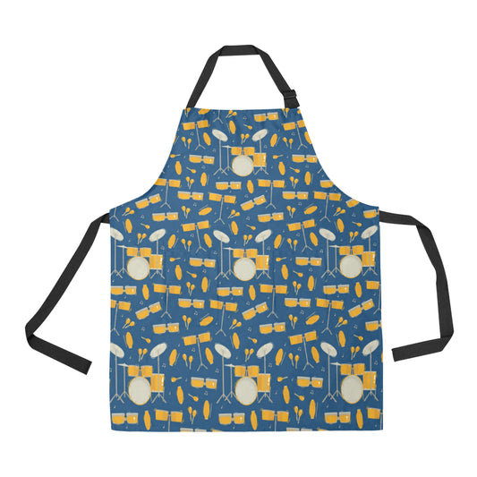 Drum Set Pattern Print Design 03 Apron with Pocket