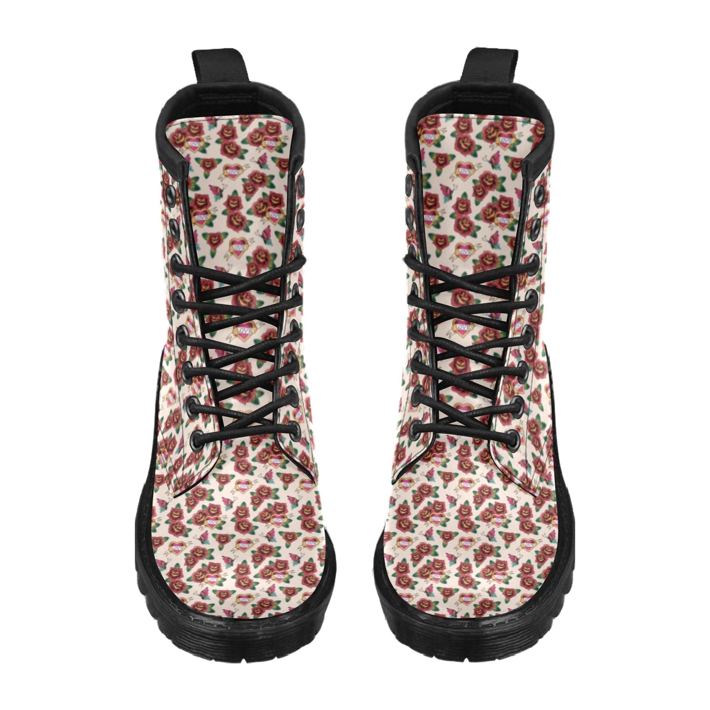 Old School Tattoo Rose Pattern Women's Boots