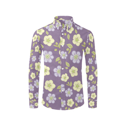 Anemone Pattern Print Design AM013 Men's Long Sleeve Shirt