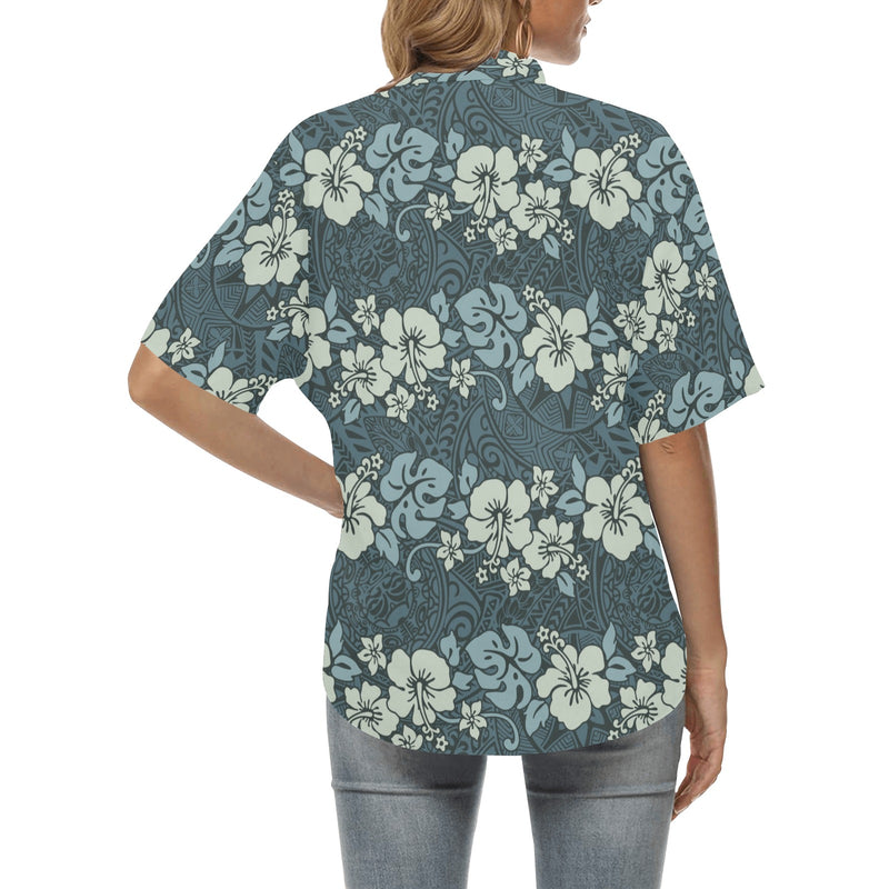 Flower Hawaiian Hibiscus Style Print Pattern Women's Hawaiian Shirt