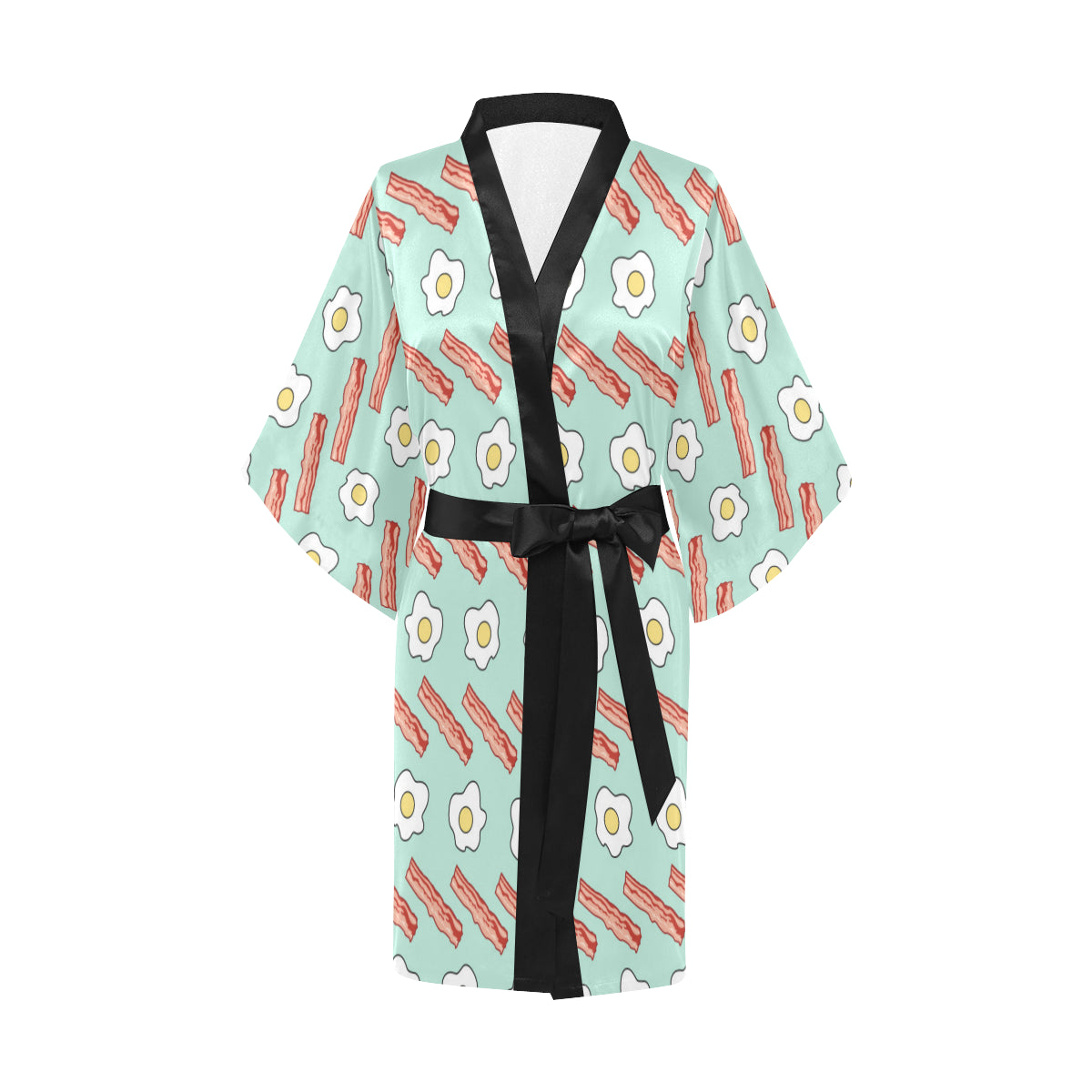 Bacon Sausage Pattern Print Design 01 Women's Short Kimono