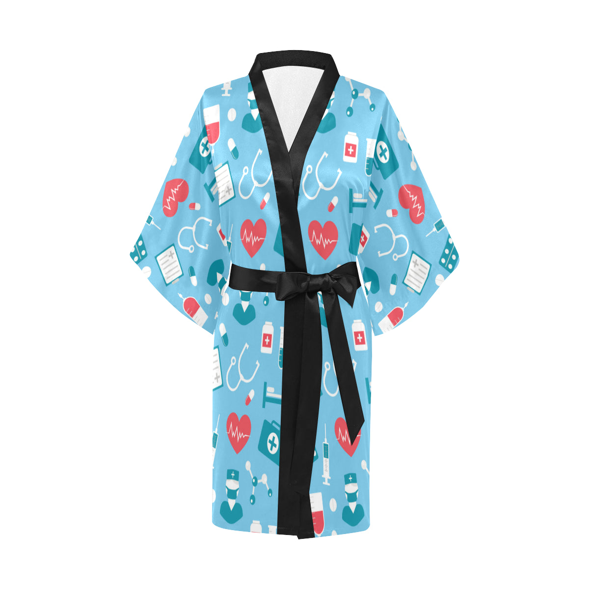 Nurse Pattern Print Design A03 Women's Short Kimono