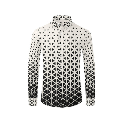 Geometric Black White Pattern Print Design 03 Men's Long Sleeve Shirt