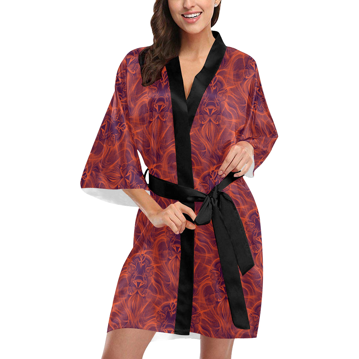 Leo Pattern Print Design 01 Women's Short Kimono