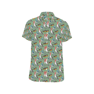 Birds Pattern Print Design 07 Men's Short Sleeve Button Up Shirt