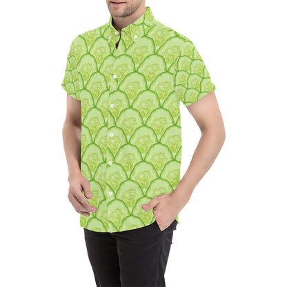 Cucumber Pattern Print Design CC04 Men's Short Sleeve Button Up Shirt
