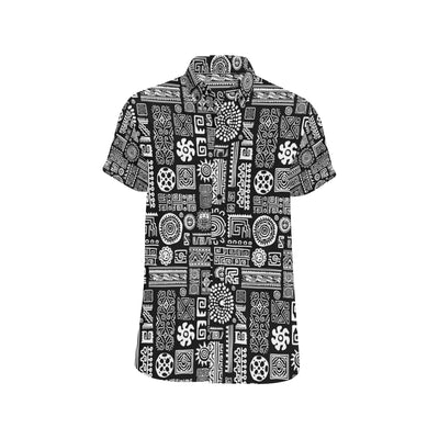 Polynesian Pattern Print Design A02 Men's Short Sleeve Button Up Shirt