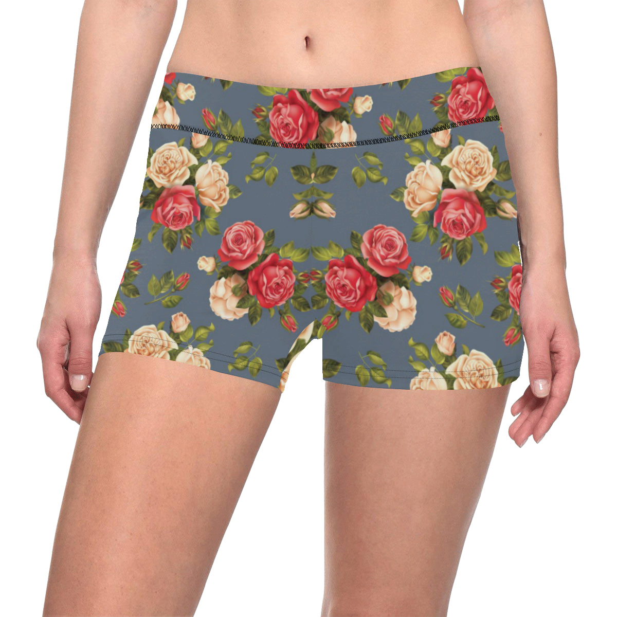 Rose Pattern Print Design RO017 Yoga Shorts