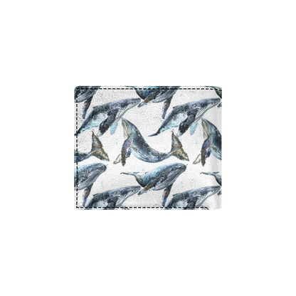 Blue Whale Pattern Print Design 03 Men's ID Card Wallet