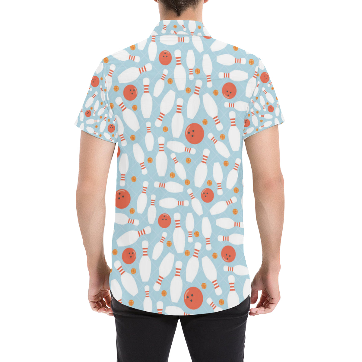Bowling Pattern Print Design 09 Men's Short Sleeve Button Up Shirt
