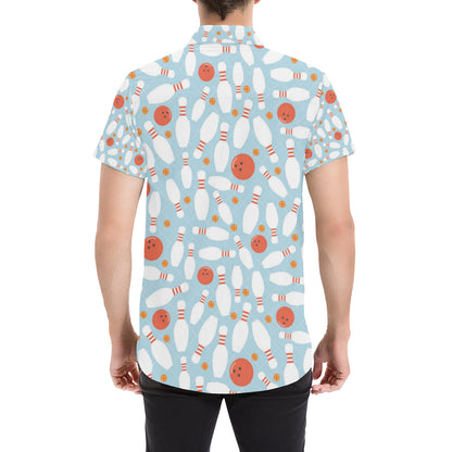 Bowling Pattern Print Design 09 Men's Short Sleeve Button Up Shirt