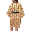 Tiki Orange Vertical Pattern Women's Short Kimono