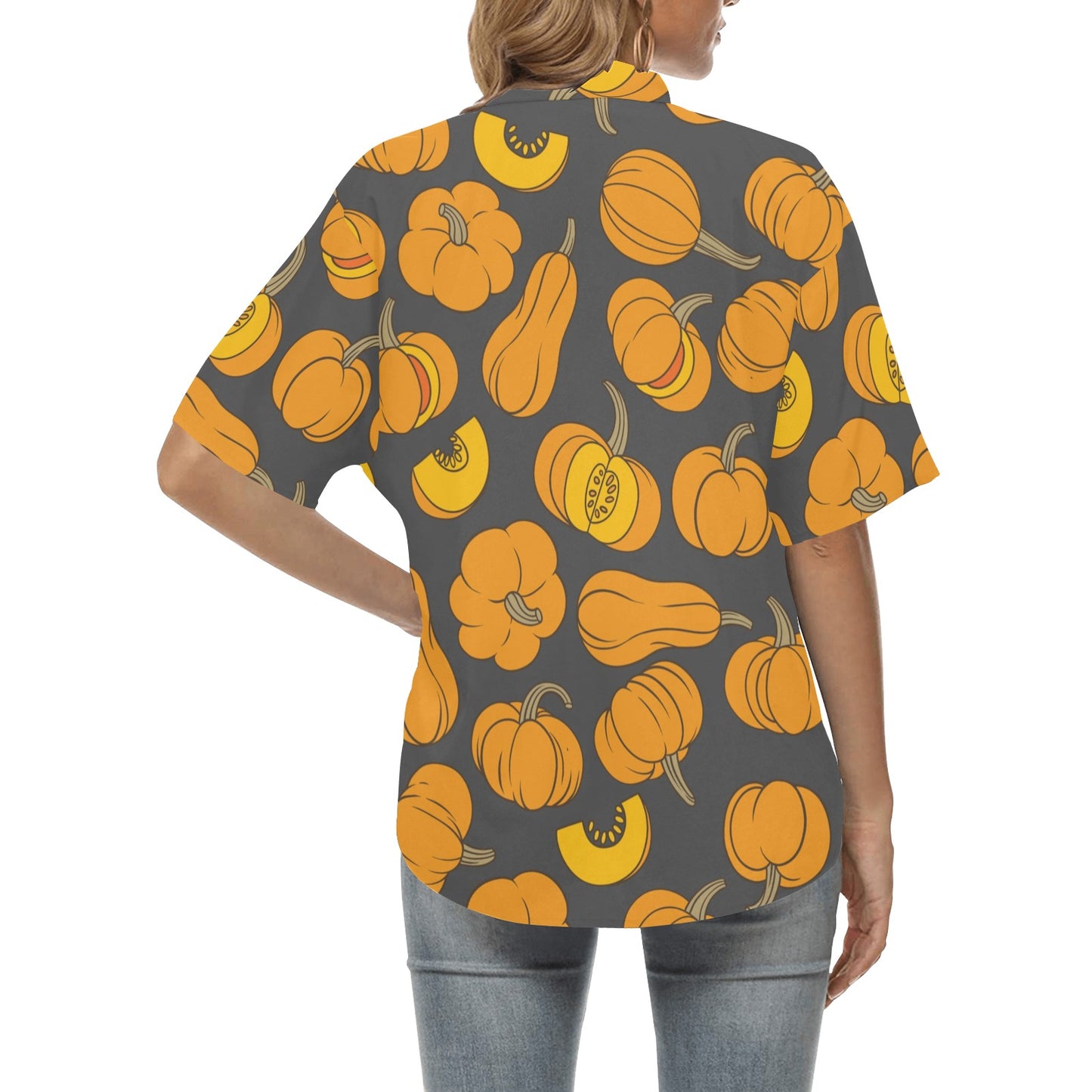 Pumpkin Pattern Print Design A03 Women's Hawaiian Shirt